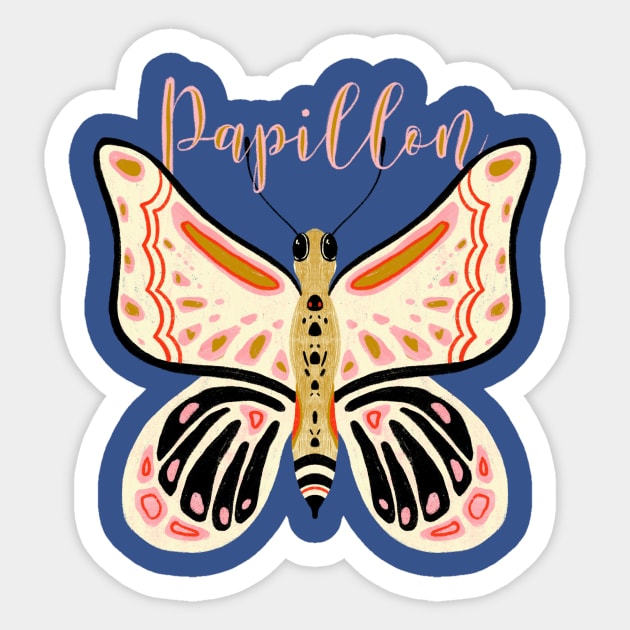 Papillon Butterfly Sticker by MollyFergusonArt